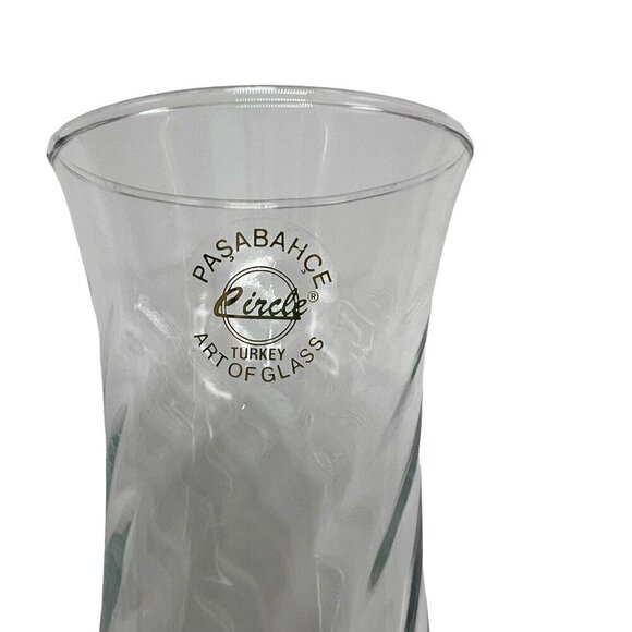 2 Pasabhce Circle of Art of Glass Swirl Champagne Flutes Made in Turkey New - Picture 2 of 6